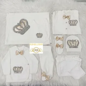 10pcs Newborn Baby Boy Outfit - Beige