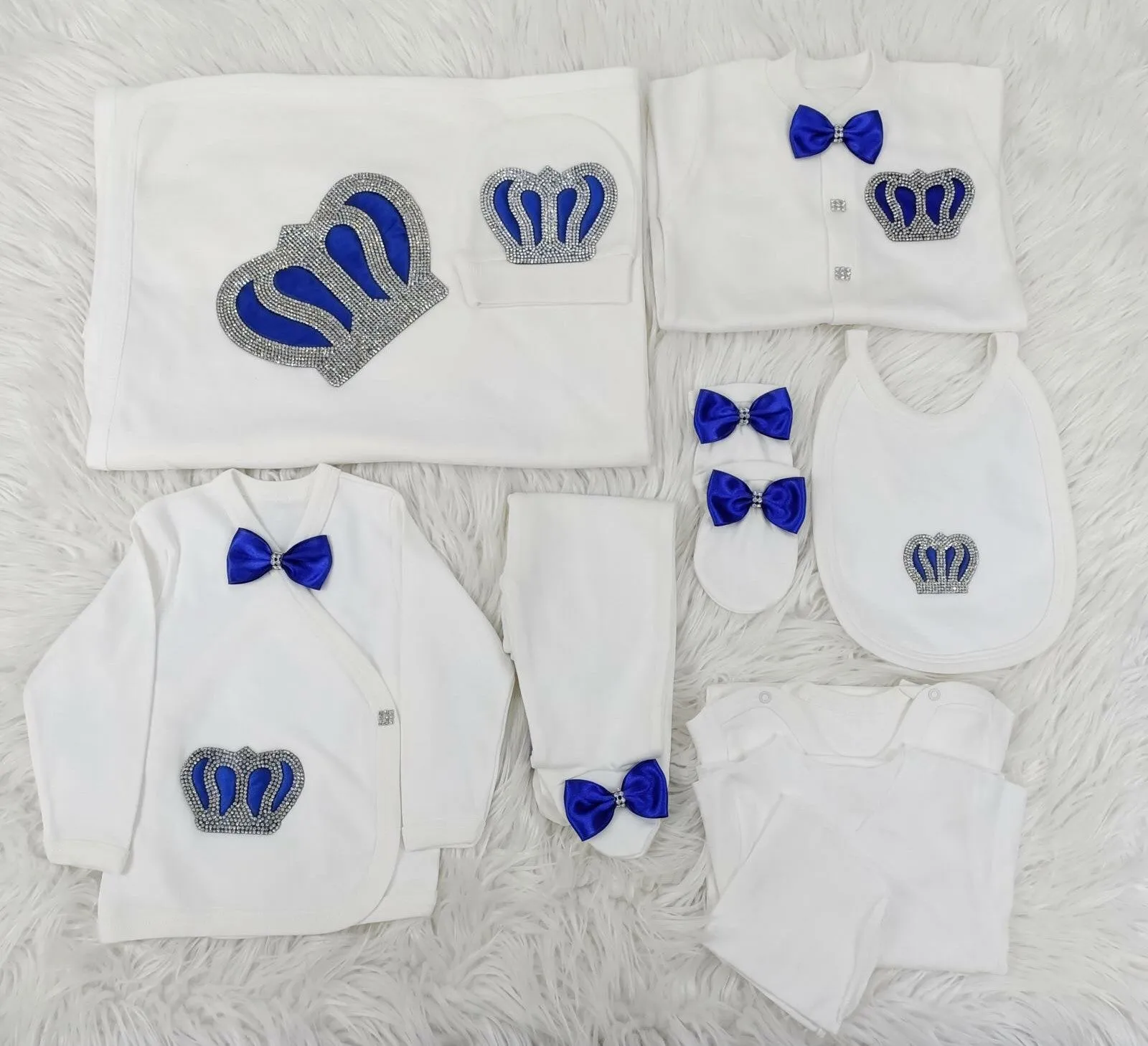 10pcs Royal Crown Set - Royal Blue/Silver