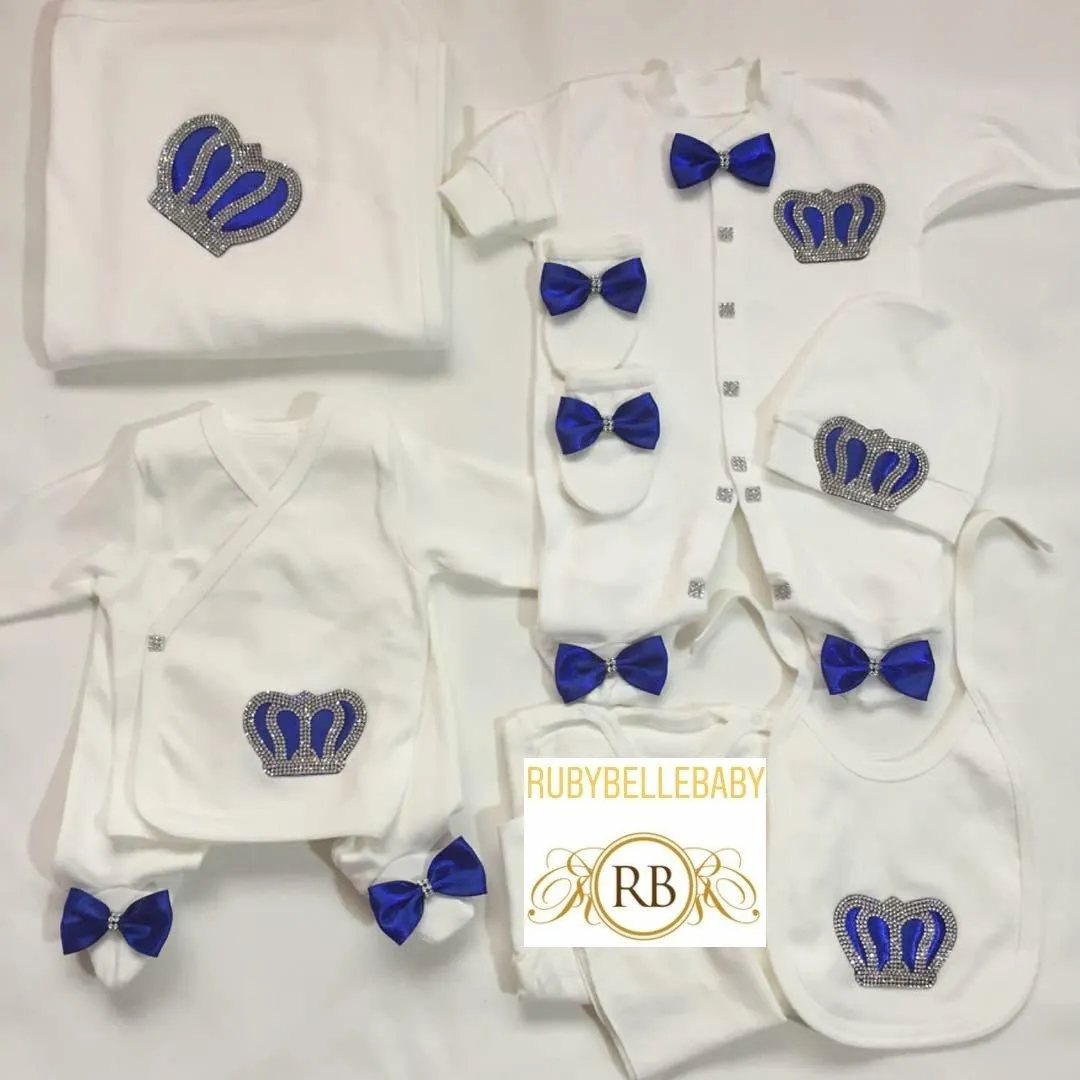 10pcs Royal Crown Set - Royal Blue/Silver
