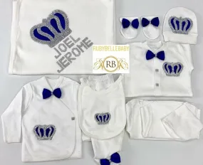 10pcs Royal Crown Set - Royal Blue/Silver