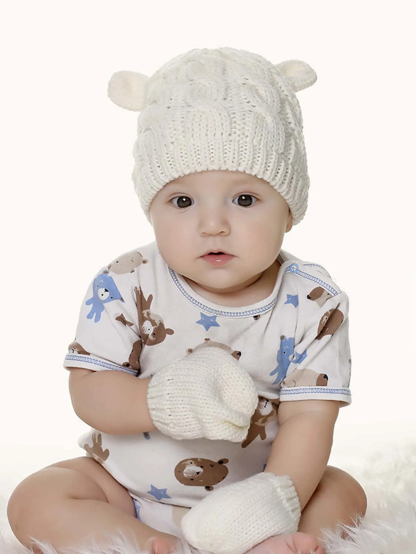 1set  Knitted Hat And Gloves Set- FD