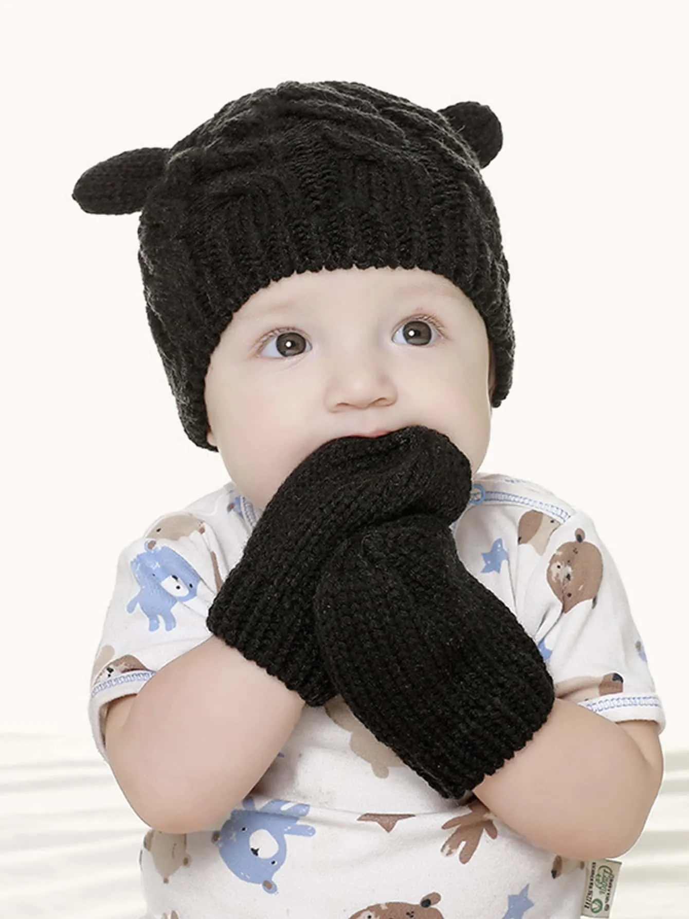 1set  Knitted Hat And Gloves Set- FD
