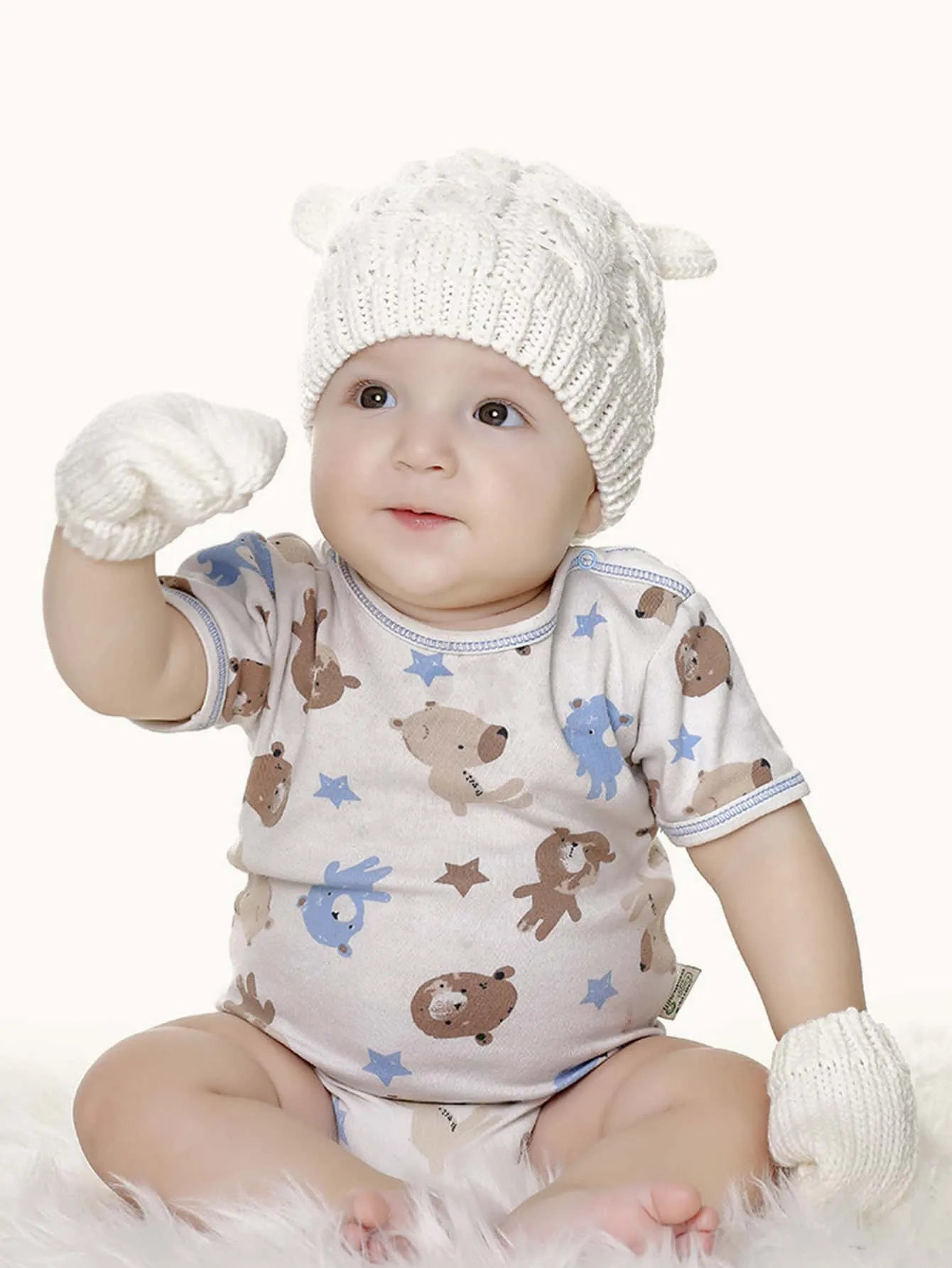 1set  Knitted Hat And Gloves Set- FD