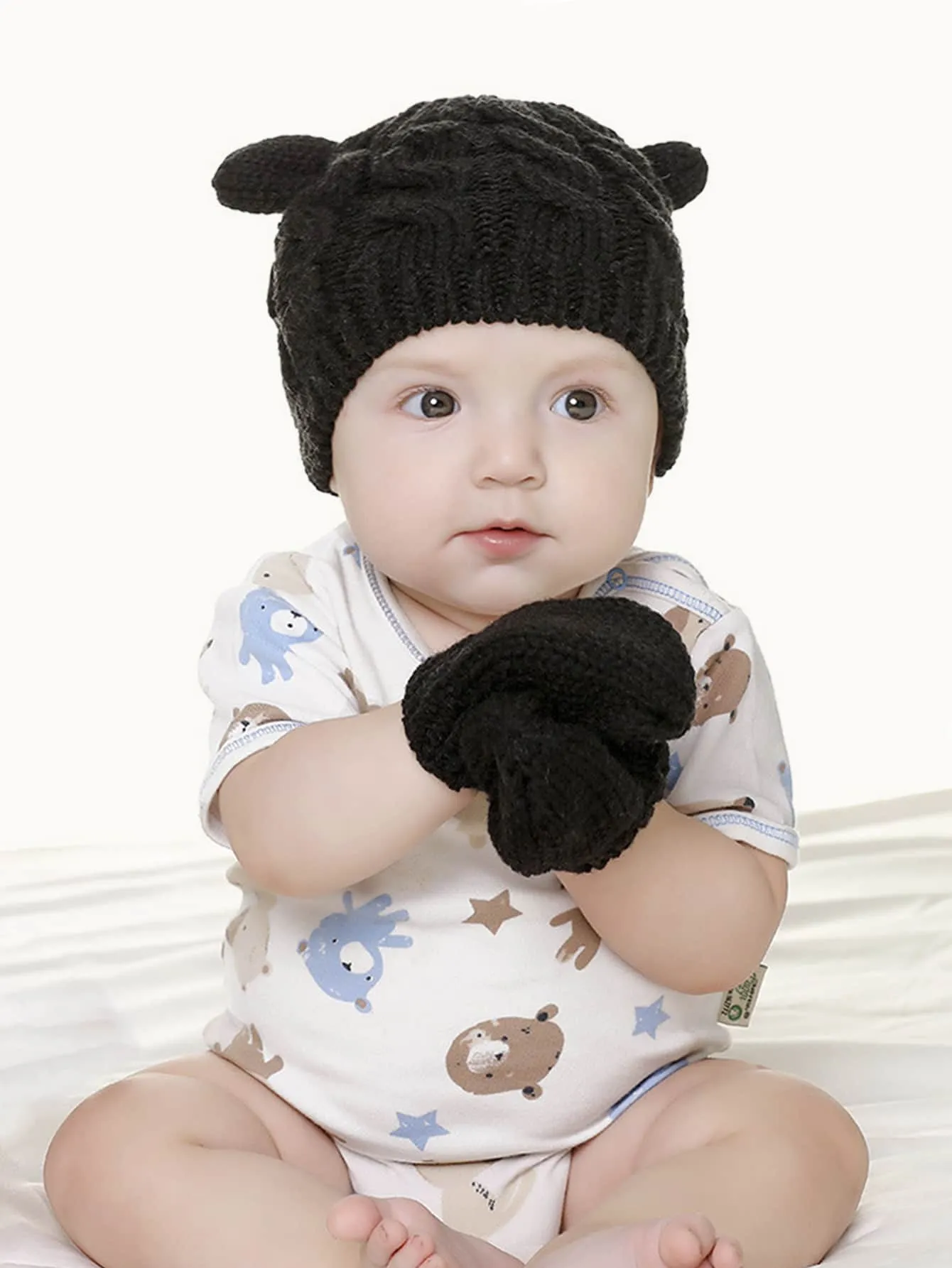 1set  Knitted Hat And Gloves Set- FD