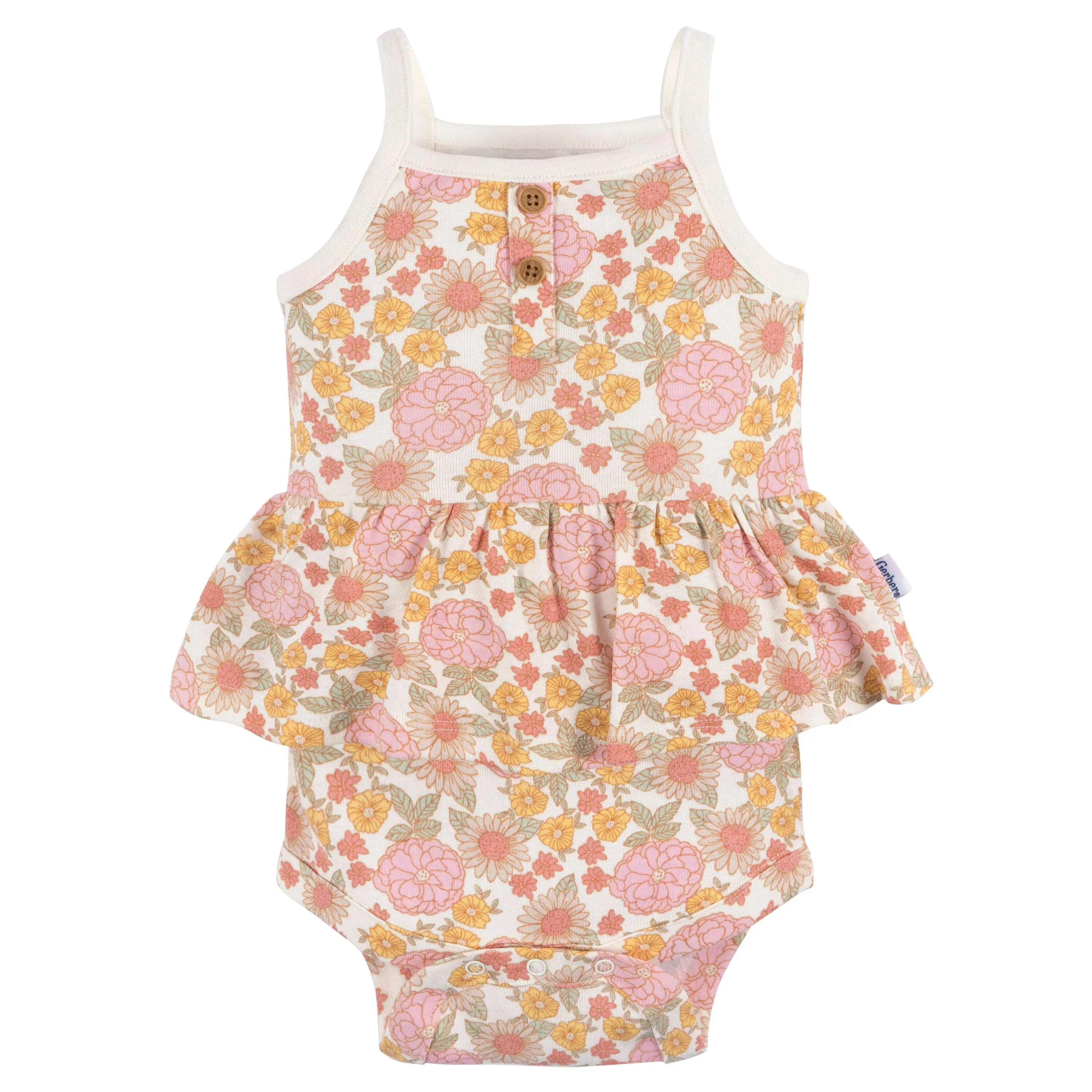 4-Pack Baby Girls Retro Floral Sleeveless Onesies® Bodysuits