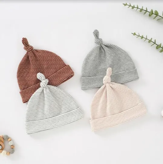 Adorable Striped Knotted Baby Beanie/Hat