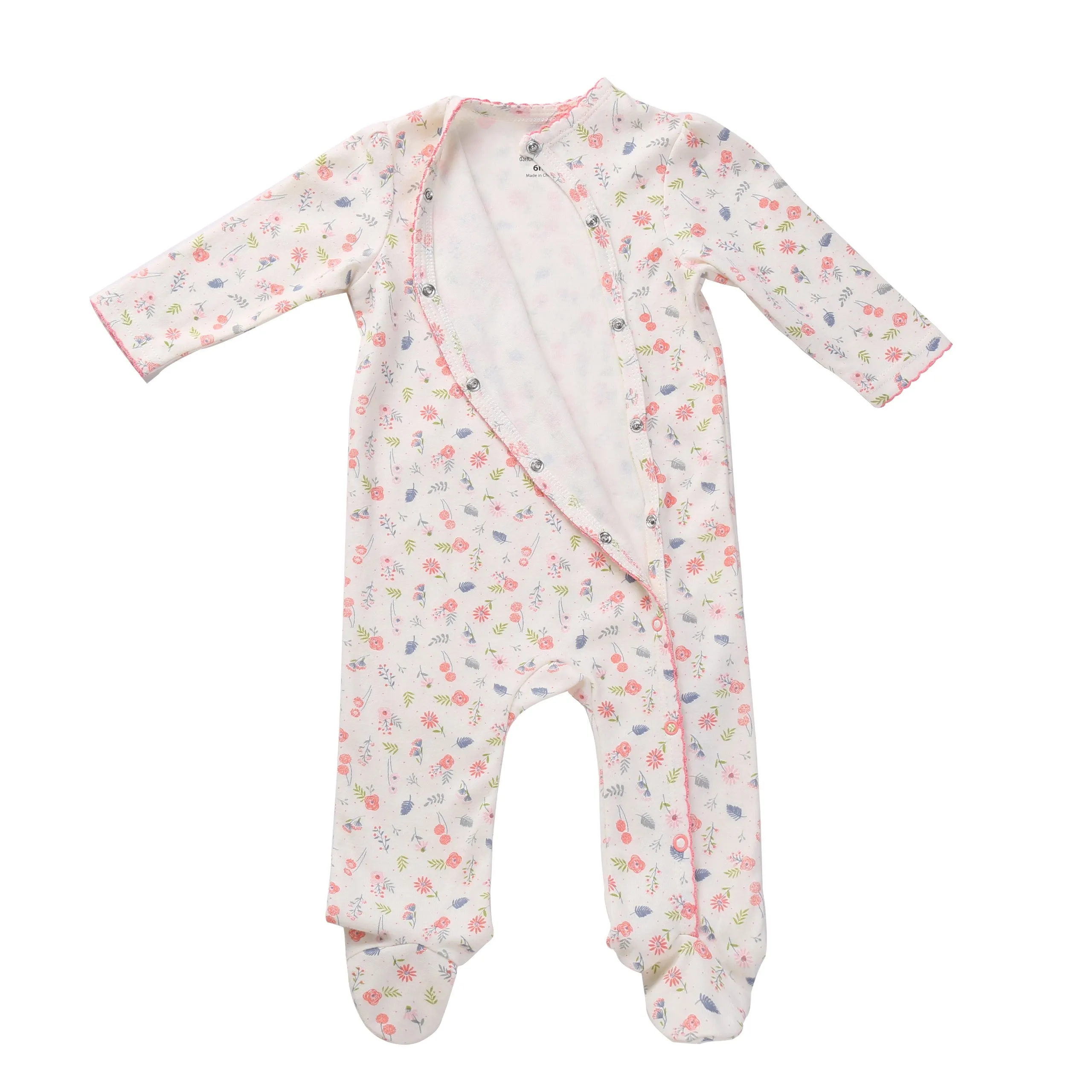 Asher & Olivia Baby Girl Twin Outfits Footed Pant Set Side Snap Footies Pajama