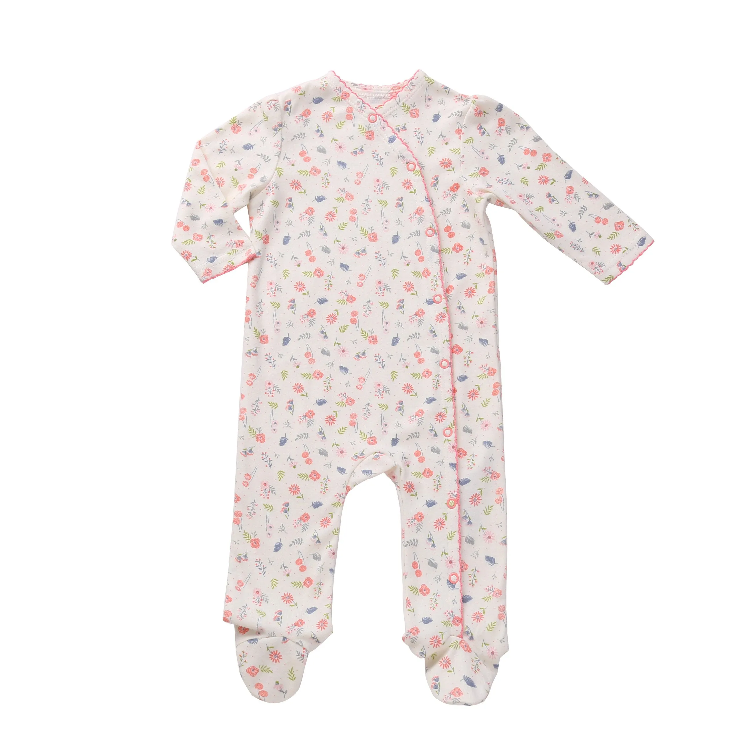 Asher & Olivia Baby Girl Twin Outfits Footed Pant Set Side Snap Footies Pajama