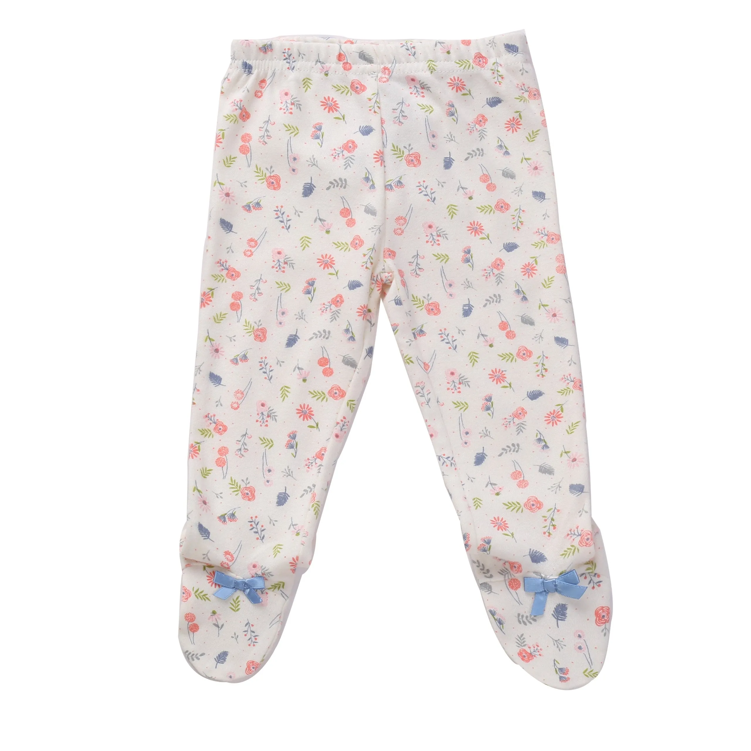 Asher & Olivia Baby Girl Twin Outfits Footed Pant Set Side Snap Footies Pajama