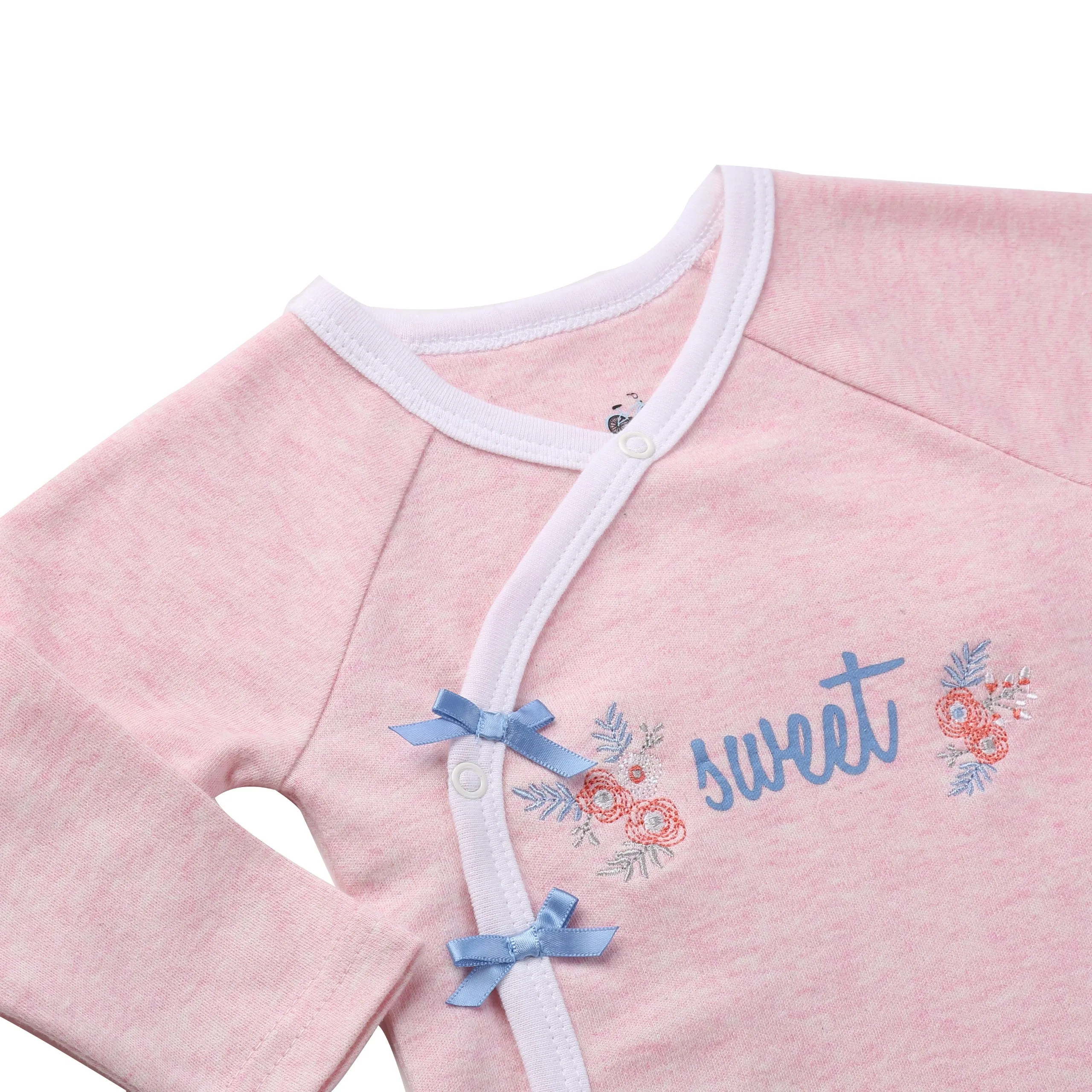 Asher & Olivia Baby Girl Twin Outfits Footed Pant Set Side Snap Footies Pajama