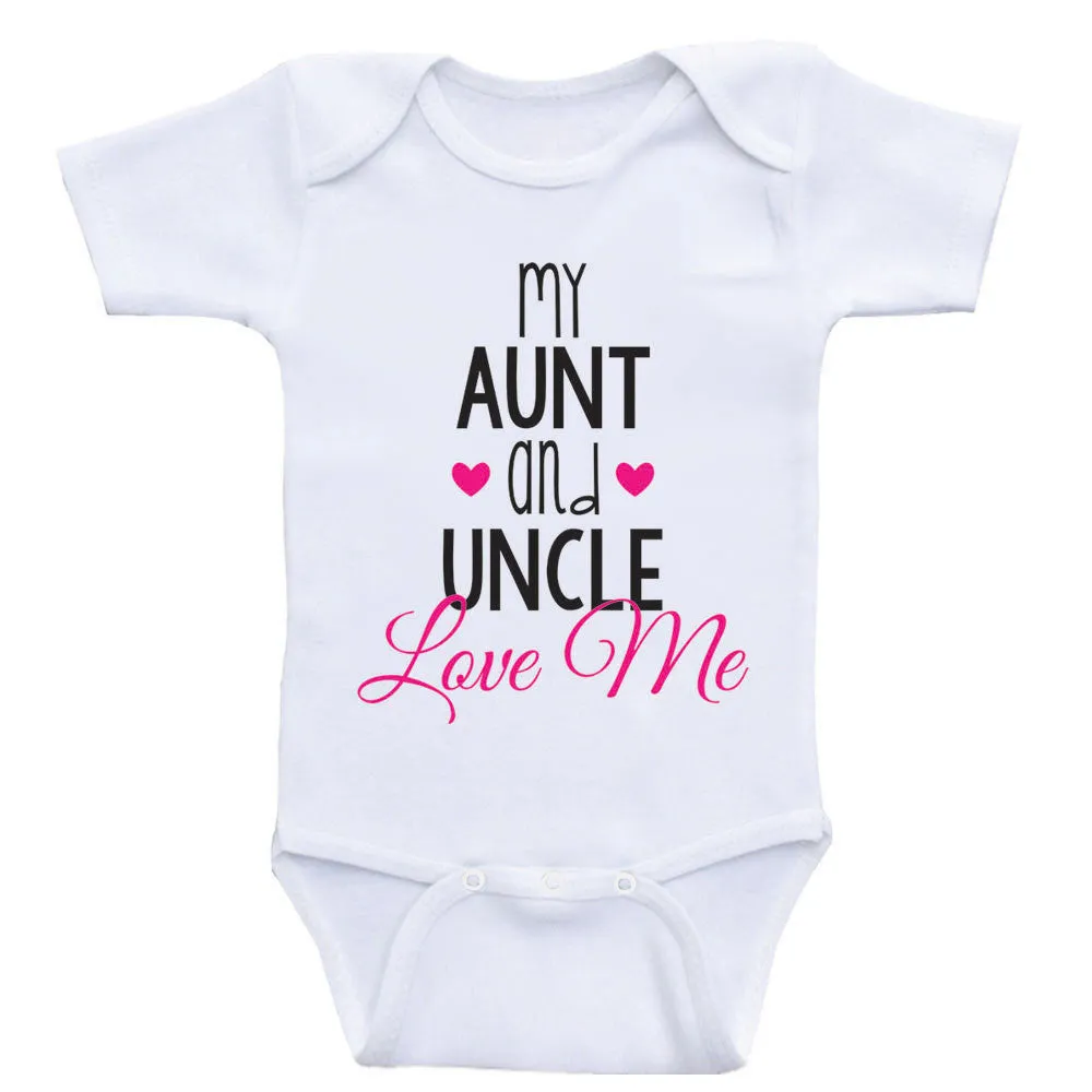 Aunt Uncle Baby Clothes "My Aunt and Uncle Love Me" Cute Newborn Baby One Piece Bodysuits