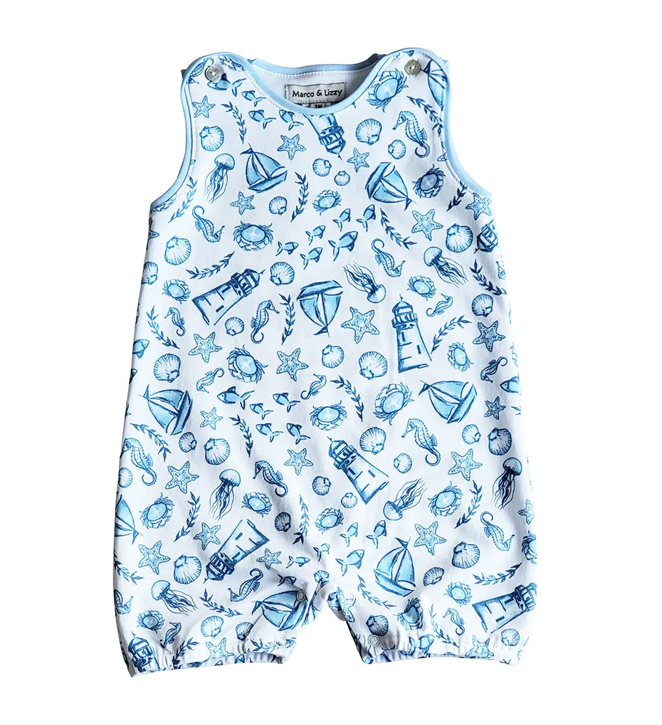 Baby Boy Blue Nautical Romper