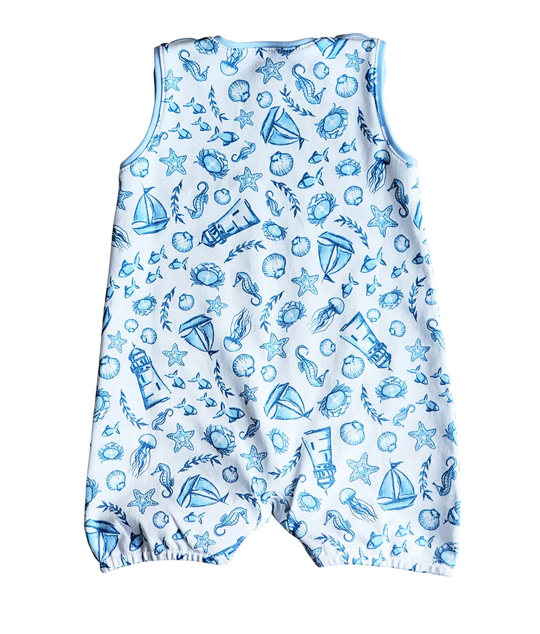 Baby Boy Blue Nautical Romper