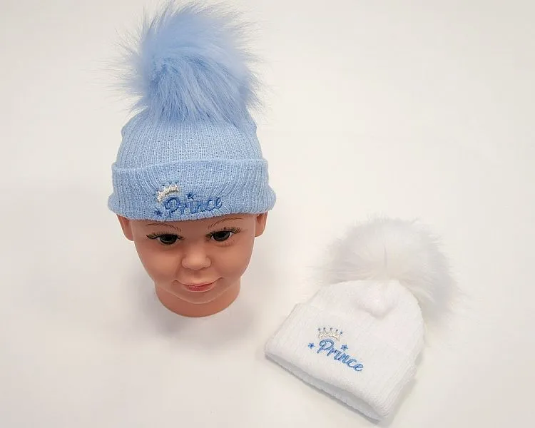Baby Boys Pom-Pom Hat - Prince- Bw-0503-0618