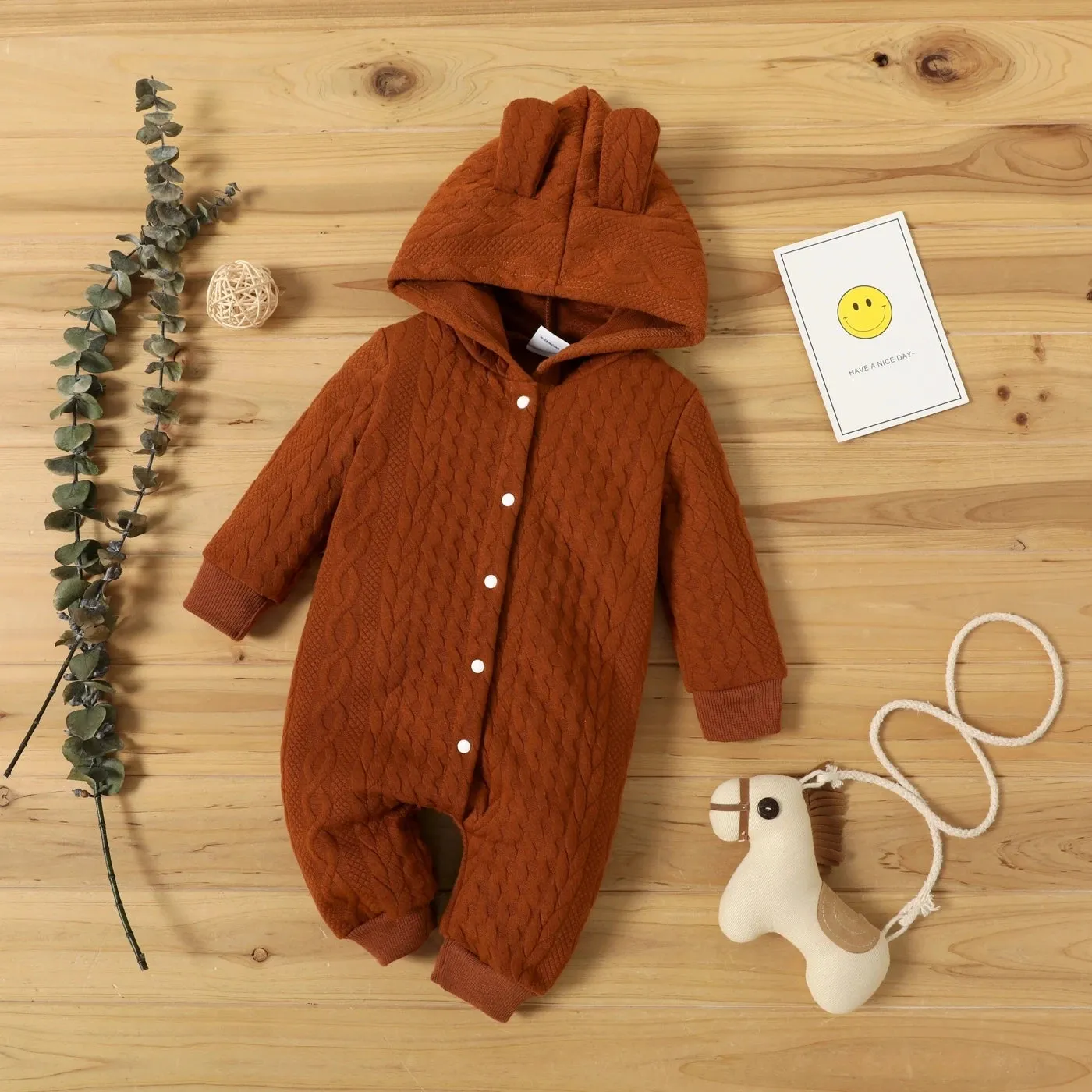 Baby Boys/Girls Lovely Ears Warm Hooded Romper