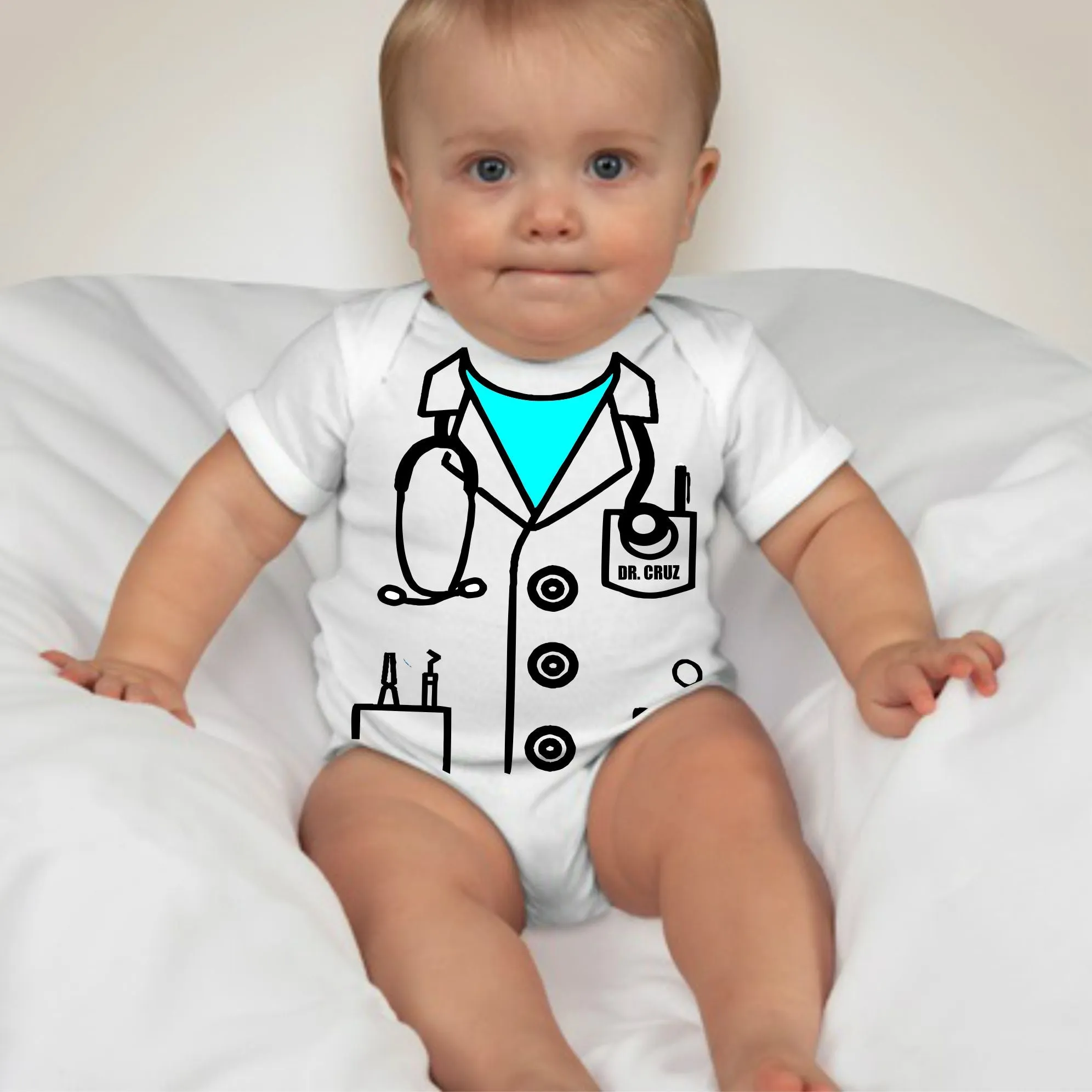 Baby Career Onesies - Dentist Scrub Suit Blue with FREE Name Print