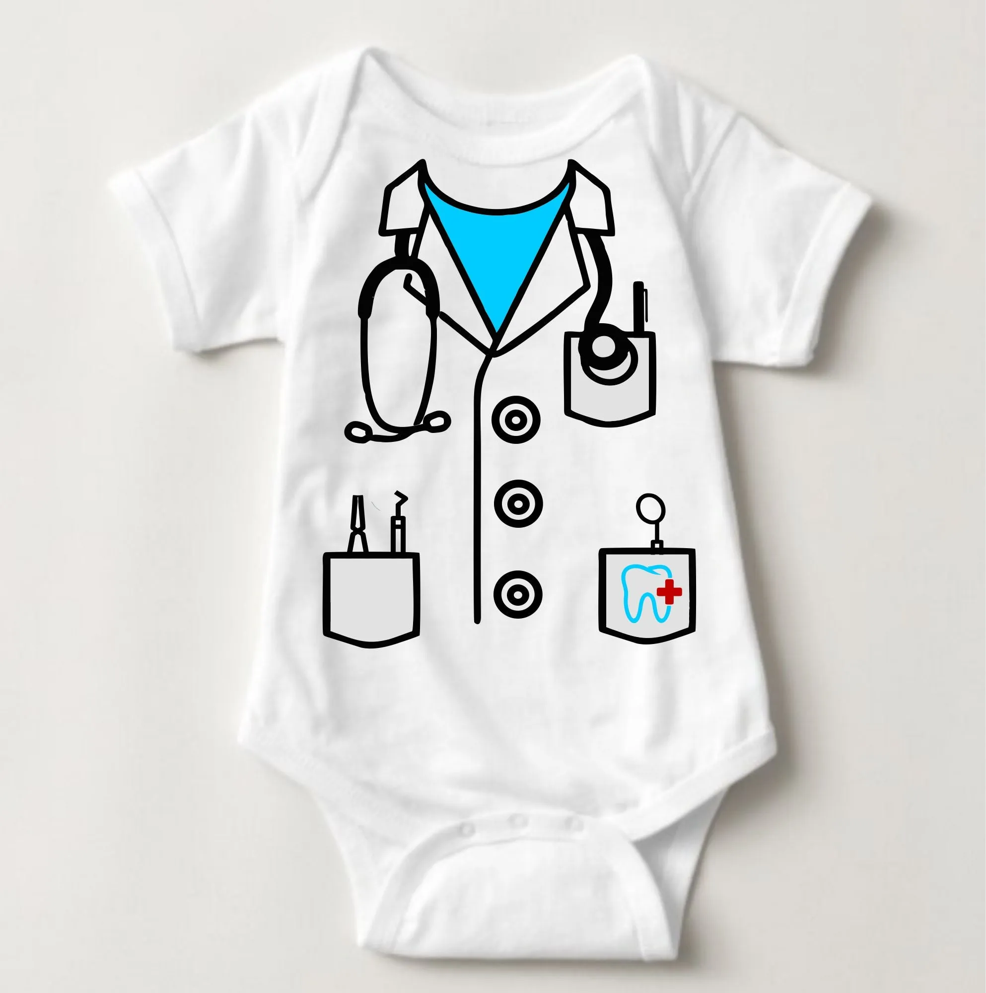 Baby Career Onesies - Dentist Scrub Suit Blue with FREE Name Print
