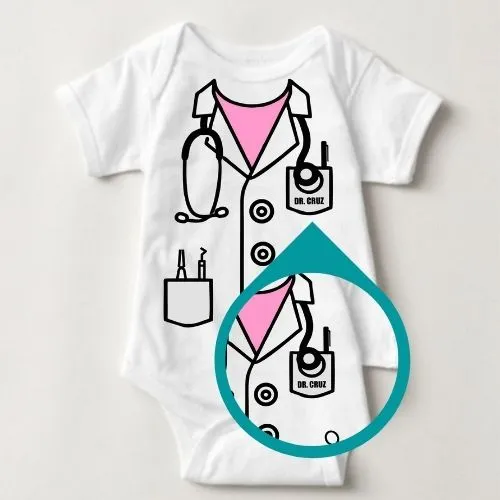 Baby Career Onesies - Dentist Scrub Suit Pink with FREE Name Print