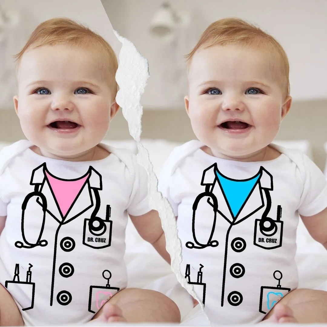 Baby Career Onesies - Dentist Scrub Suit Pink with FREE Name Print