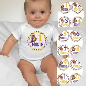 Baby Custom Monthly Onesies - Basketball Los Angeles Lakers