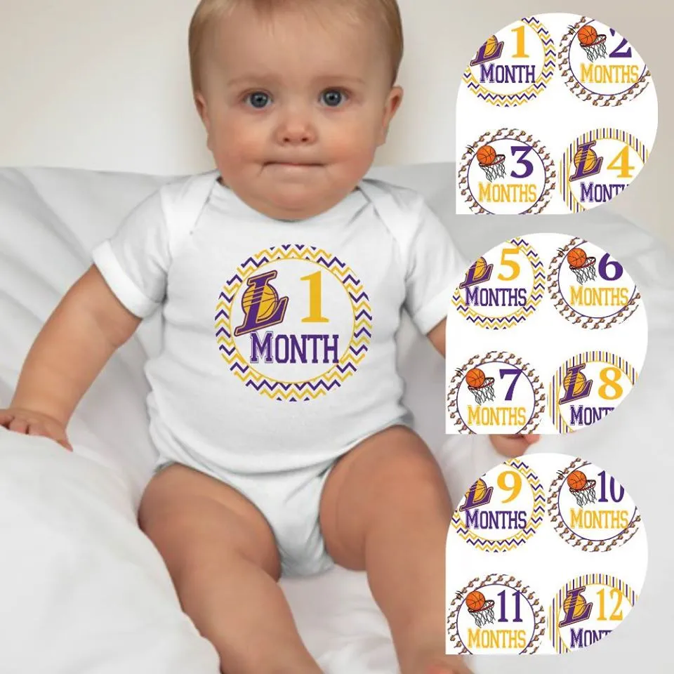 Baby Custom Monthly Onesies - Basketball Los Angeles Lakers
