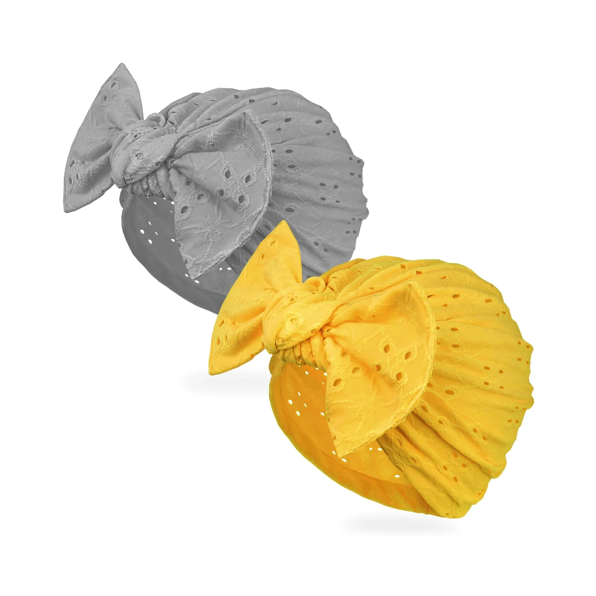 Baby Eyelet Turban Hat Headband | Yellow