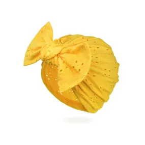 Baby Eyelet Turban Hat Headband | Yellow