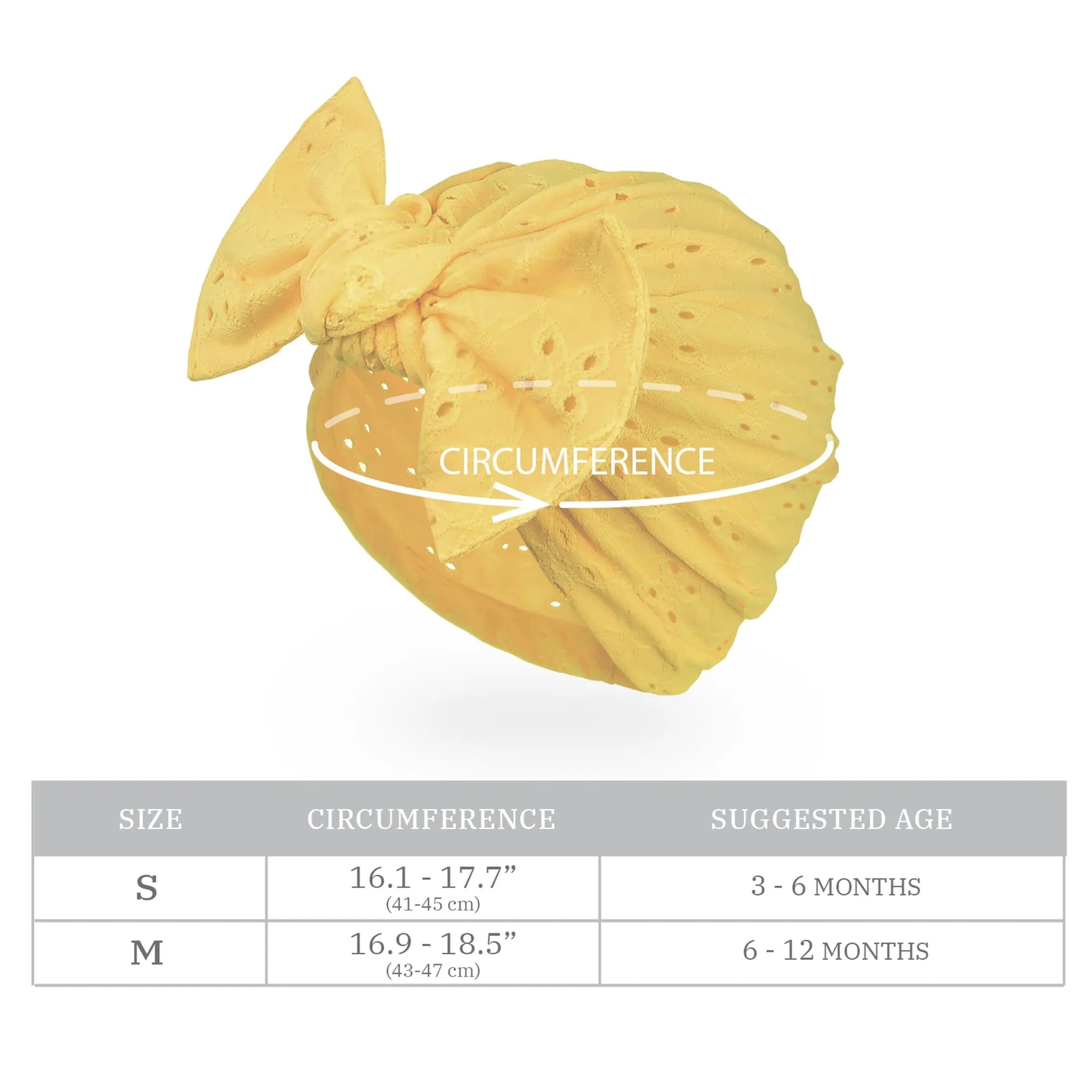 Baby Eyelet Turban Hat Headband | Yellow