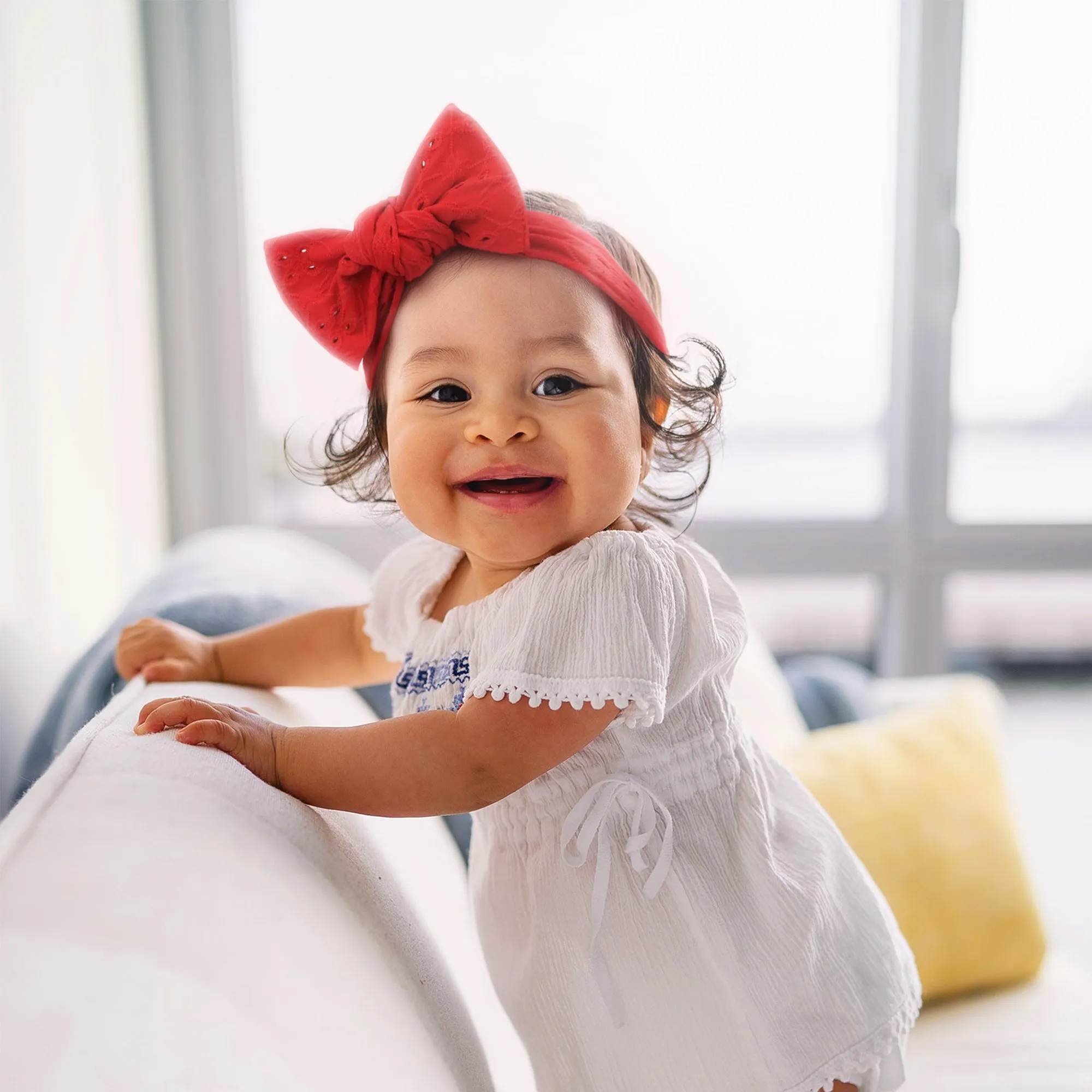 Baby Eyelet Turban Hat Headband | Yellow