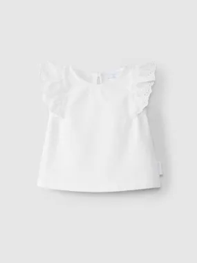 Baby Girl Frill Sleeve T-Shirt | White