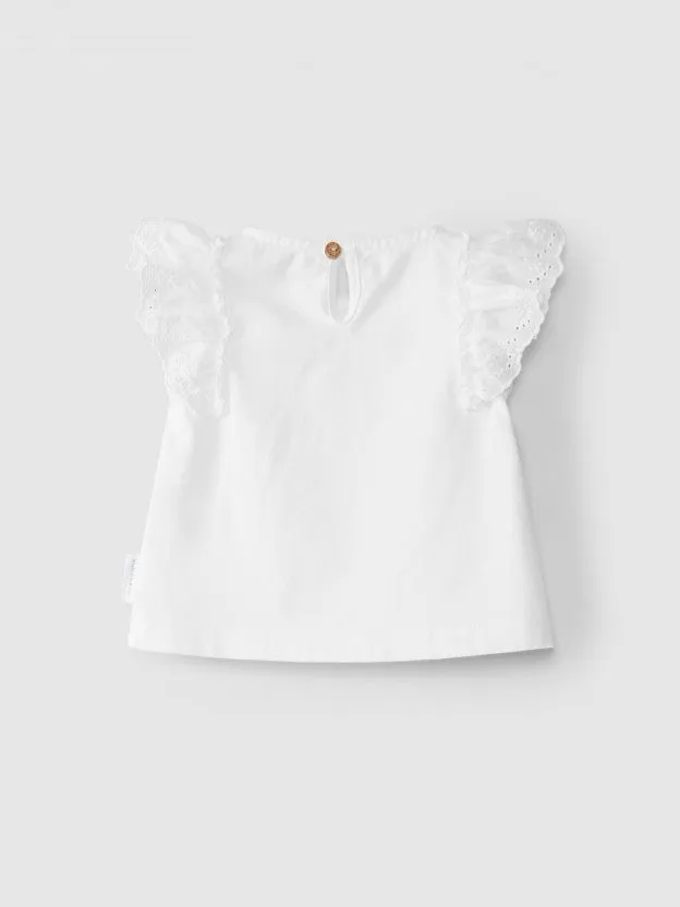 Baby Girl Frill Sleeve T-Shirt | White