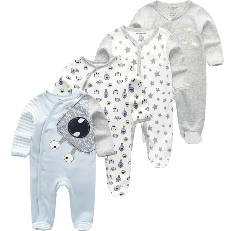 Baby Girl Long Sleeve 4pk Footed Onesie