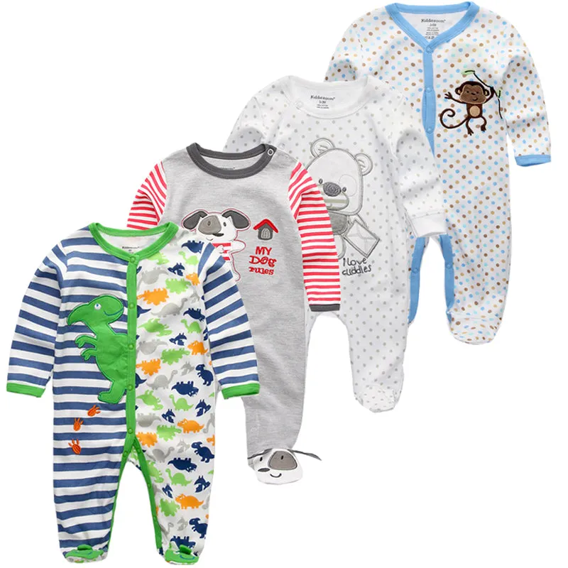 Baby Girl Long Sleeve 4pk Footed Onesie