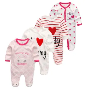 Baby Girl Long Sleeve 4pk Footed Onesie