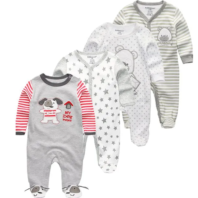 Baby Girl Long Sleeve 4pk Footed Onesie