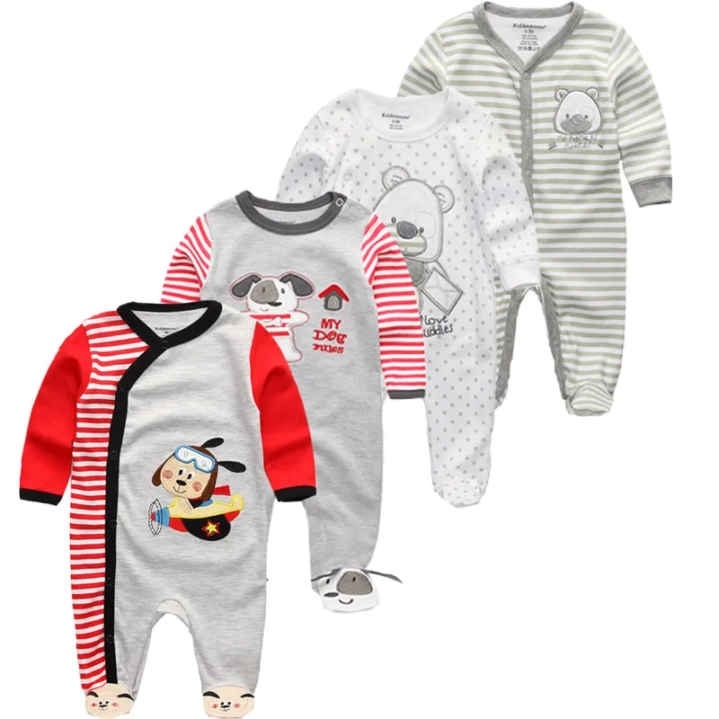 Baby Girl Long Sleeve 4pk Footed Onesie