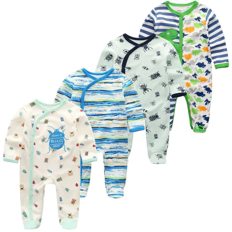 Baby Girl Long Sleeve 4pk Footed Onesie