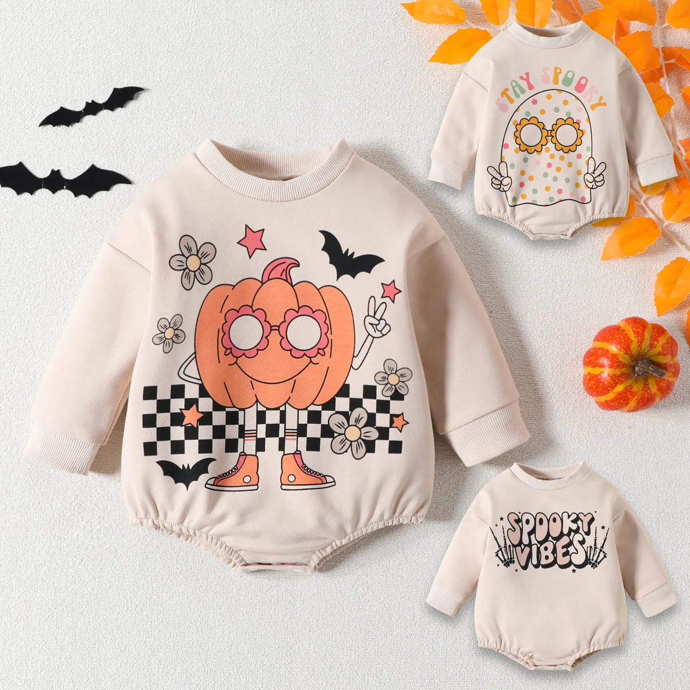 Baby Girls Boys Letters Print Halloween Rompers Wholesale 23090668