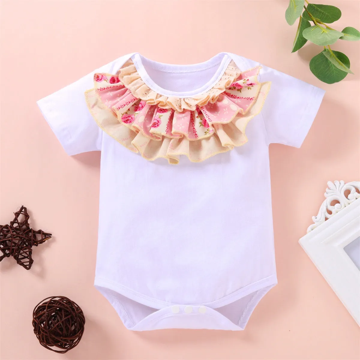 Baby Girls Flower Print Rompers Wholesale 221216124