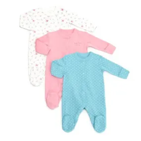 Baby Girls Printed Sleepsuits - 3 Pack