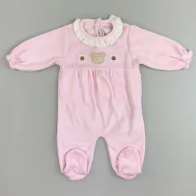 Baby Girls Velour Sleepsuit - Pink - Calamaro 33030