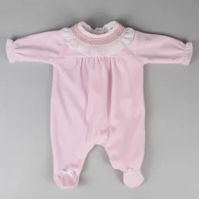 Baby Girls Velour Sleepsuit - Pink