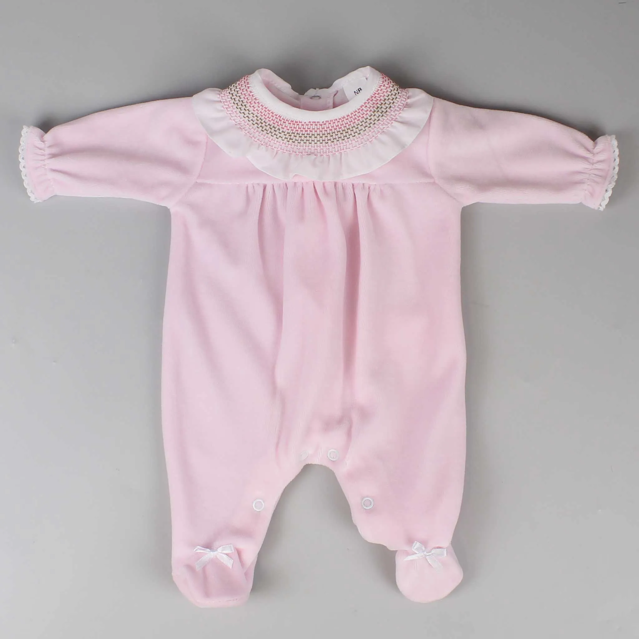 Baby Girls Velour Sleepsuit - Pink