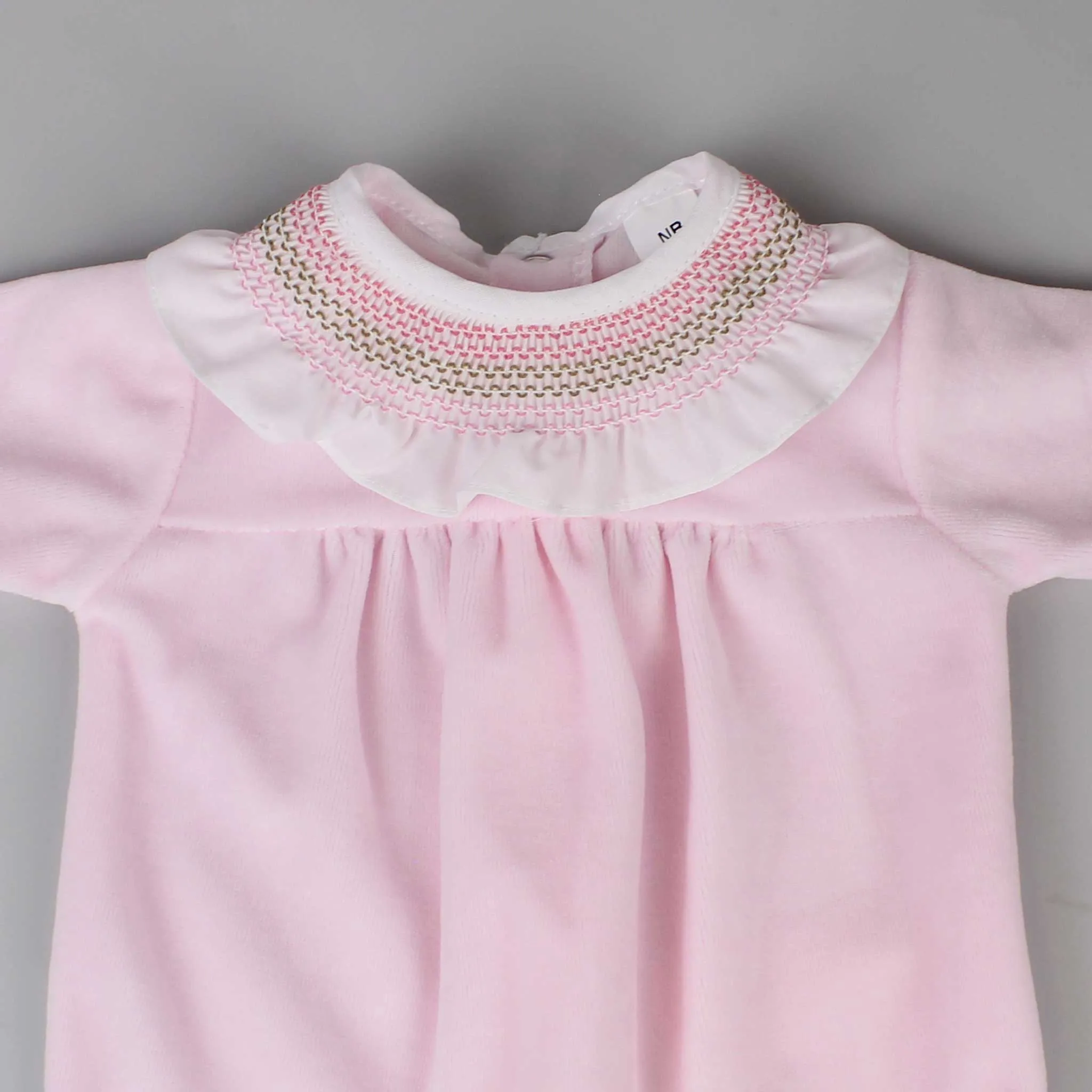 Baby Girls Velour Sleepsuit - Pink