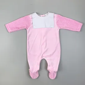 Baby Girls Velour  Sleepsuit with Bib Front - Pink