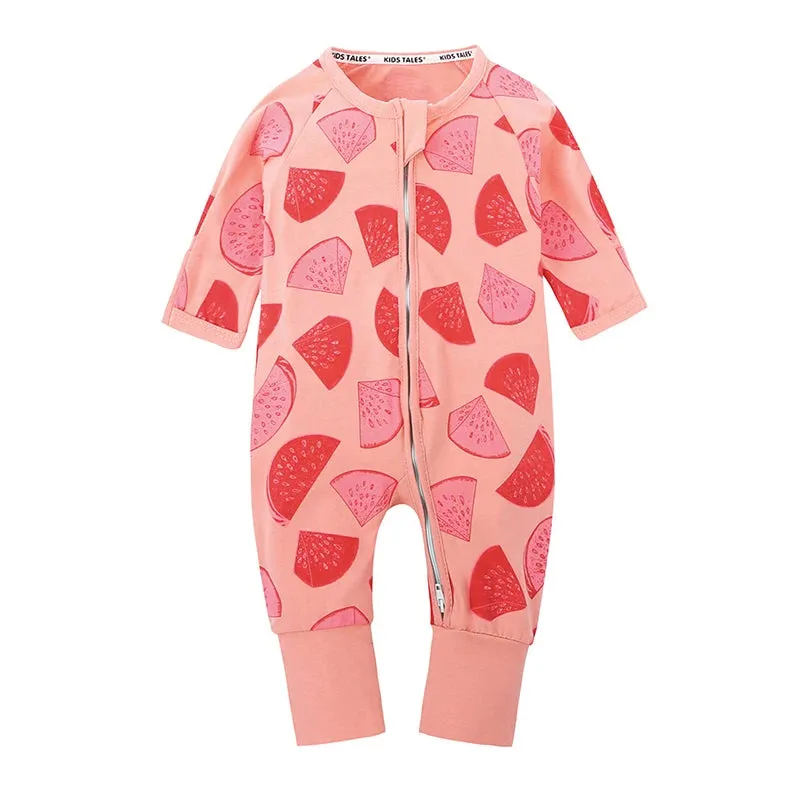 Baby Long Sleeve Printed Rompers for Spring