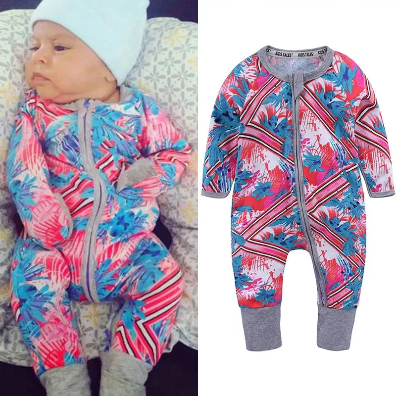 Baby Long Sleeve Printed Rompers for Spring