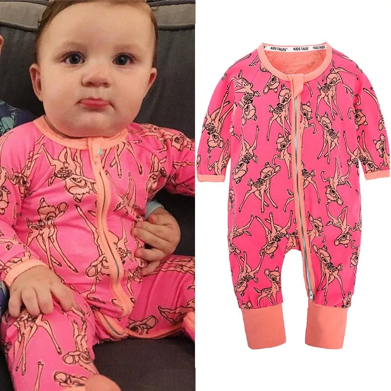 Baby Long Sleeve Printed Rompers for Spring