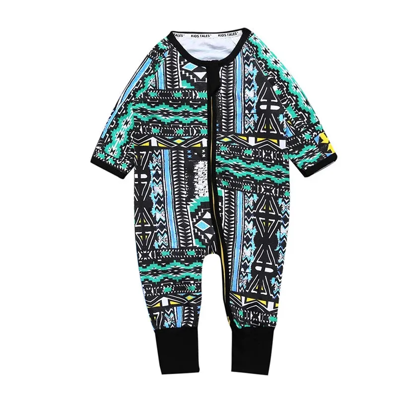 Baby Long Sleeve Printed Rompers for Spring