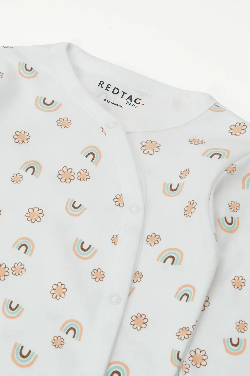 Baby Mint And White Printed Sleepsuit Set (Pack of 2)